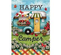 VGJM 5D Happy Camper Diamond Painting Kits for Adults Kids Full Round Drill Diamonds Art Dots Beads Shiny DIY Cross Stitch Set for Home Decor-50x60cm