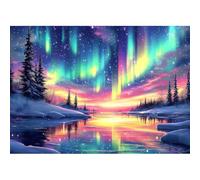VGJM Aurora Diamond Painting Kits for Adults, 5D River Diamond Art Kits for Beginners, DIY Full Drill Paint with Diamond, Home Wall Decor 50x60cm
