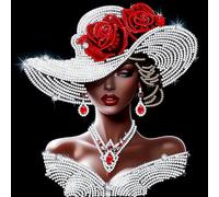 VGJM Black Pearl Lady 5D Special Shape Diamond Painting Kits for Adults and Beginners, Crystal Rhinestone Special Shaped Diamond Art Painting Kits for Home Wall Decor Gift 50x60cm