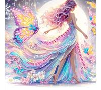 VGJM Butterfly Fairy 5D Special Shape Diamond Painting Kits for Adults and Beginners, Crystal Rhinestone Special Shaped Diamond Art Painting Kits for Home Wall Decor Gift 50x50cm