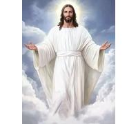 VGJM Cloud Jesus Diamond Painting Kit, 5D Full Round Drill Sky Jesus Diamond Art, Religious God Paint with Diamonds for Holiday Blessing Adult Beginner Home Room Wall Decor 50x50cm