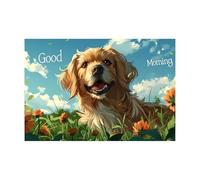 VGJM Diamond Painting Set, Happy Puppy in Flower Field, Adult, Beginner, 5D Round Diamonds, Home Decor, 30x40cm