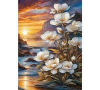 VGJM DIY Diamond Painting Kits, Floral and Luminous Landscape Diamond Art Kit for Adults, 5D Gem Painting Art Kits with Round Diamond for Home Wall Decor 30x40cm
