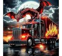 VGJM Dragon and Truck Diamond Art Painting Kits for Adults, Full Drill Diamond Dots Paintings for Beginners, Round 5D Paint with Diamonds Pictures Gems Art Painting Kits DIY Crafts Kits30x40cm