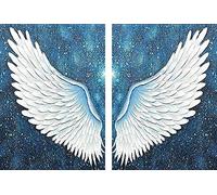VGJM Feather Wings Diamond Painting Set - 5D Full Round Diamond Digital Painting Crystal Angel Wings Diamond Dot Art Shiny Wings Diamond Painting for Beginners 40x50cm