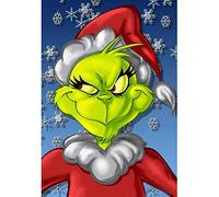 VGJM Grinch Christmas 5D Diamond Painting Full Circle Diamond Adult Digital Tool Kit Embroidery Cross Stitch Handmade Art Crafts Pattern Home Wall Decoration 50x50cm