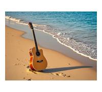VGJM Guitar Diamond Painting on the Beach 5D Diamond Art DIY Kit Full Round Diamond Beads By Number Mosaic Embroidery Crafts for Living Room Home Wall Decoration 30x40 cm
