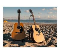 VGJM Guitar on the Beach Diamond Dot Painting DIY Kit 5D Diamond Art Full Round Diamond Crystal Number Embroidery Crafts Suitable for Living Room Home Wall Decoration 40x40cm