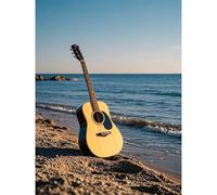 VGJM Guitar on the Beach Diamond Painting DIY Kit 5D Diamond Art Full Round Diamonds Rhinestones Print by Numbers Embroidery Crafts for Living Room Home Wall Decoration 40x40 cm