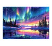 VGJM Ice Lake Aurora Diamond Painting Kits for Adults, DIY Round Diamond Gem Art Kits, Diamond Dots Drill Art Kits Completes for Beginners Picture Craft for Home Wall Decor 50x50cm