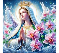 VGJM Mary 5D Special Shape Diamond Painting Kits for Adults and Beginners, Maria Flowers Crystal Rhinestone Special Shaped Diamond Art Painting Kits for Home Wall Decor Gift 50x60cm