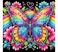 VGJM Rainbow Butterfly 5D Special Shape Diamond Painting Kits for Adults and Beginners, Crystal Rhinestone Special Shaped Diamond Art Painting Kits for Home Wall Decor Gift 50x60cm