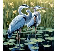 VGJM Round Full Drill Diamond Painting Set, 5D DIY Egret Diamond Art Painting by Numbers Bird Diamond Painting Crafts Kit for Adult Animal Lovers Paint with Diamonds for Room Decor40x40cm