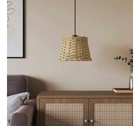 VGLQNRPT Abat-jour en osier Ø 20 x 15 cm - Marron - Culot E27 | Tresse faite à la main, cadre en fer stable, pour salon et chambre à coucher