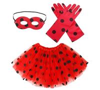 VGMANNTA Deguisement Ladybug Deguisement Coccinelle Enfant Set Ladybug Fille Lady Bug Tutu Dress Up Kit Halloween Carnaval Coccinelle Points Fête D'anniversaire Cadeau Jouet Filles-1