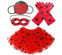 VGMANNTA Deguisement Ladybug Deguisement Coccinelle Enfant Set Ladybug Fille Lady Bug Tutu Dress Up Kit Halloween Carnaval Coccinelle Points Fête D'anniversaire Cadeau Jouet Filles
