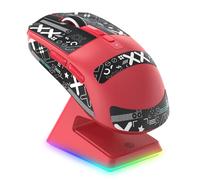 VGN GAMEPOWER Attack Shark X6 Superlight Souris Gamer sans Fil, Station de Recharge, 49g Ultra-Léger Souris Gaming, 26000DPI, PixArt 3395, 2.4G/Filaire/Bluetooth, Batterie 200Heures, Grip Tape, Rouge