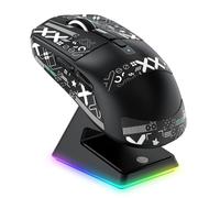 VGN GAMEPOWER Attack Shark X6 Superlight Souris Gamer sans Fil, Station de Recharge, 49g Ultra-Léger Souris Gaming, 26000DPI, PixArt 3395, 2.4G/Filaire/Bluetooth, Batterie 200Heures, Grip Tape, Noir
