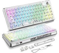 VGN GAMEPOWER K75 Pro Clavier Mécanique 75% avec Bouton et Transparent Keycap,Clavier 82 Touches à Remplacement à Chaud Monté sur Joint,Support QMK/Via,2,4Ghz/BT5.0/USB-C Filaire,18 RVB,pour Win/Mac