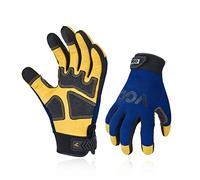 Vgo... 1 paire de gants de travail en cuir de sécurité, gants de mécanicien, gants anti-vibration, gants de manutention, résistance à l'abrasion, paume plaquée (PA7726)