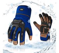 Vgo 1 paire de gants de travail robustes en cuir de porc de qualité supérieure avec isolation Thinsulate 3M C40, doublure C40 pour écran tactile - Gants de travail robustes en cuir de porc de qualité