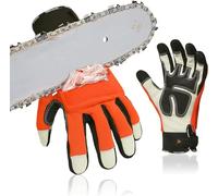 Vgo... 1 paire de gants en cuir de vachette protection 12 couches contre les tronçonneuses, gants de sécurité pour le travail, mécanicien (CA9760CS)