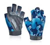 Vgo... 1 Paire de Gants Fitness et Cyclisme Homme Femme - Doigts Coupés, Amorti Anti-Chocs, Prise Antidérapante pour Haltérophilie, Cyclisme & Cross-Training (SL2520,Bleu,M)