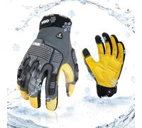 Vgo... 1 Paire Gants de Travail Hiver 0°C/32°F en Cuir de Vachette pour Hommes - Mécanicien, Frappe, Anti-Vibrations (CA7725FLWP)