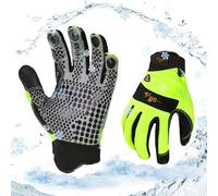Vgo 1Paire 0℃/32°F gants de travail d'hiver en cuir synthétique, gants de travail de sécurité imperméables pour le temps froid, l'entreposage frigorifique ou l'utilisation du congélateur(SL7895FLWP)