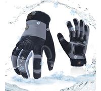 Vgo... 1Paire 0℃/32°F Gants de travail d'hiver en cuir synthétique, gants de travail de sécurité imperméables pour le temps froid, l'entreposage frigorifique ou la congélation(SL7716FLWP)