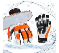 Vgo... 1paire de gants d'hiver pour tronçonneuse, gants de travail de sécurité en cuir de vache, gants de mécanicien,protection 12 couches pour tronçonneuse 0℃/32°F(CA9760FLWP)