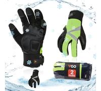 Vgo... 2Paires gants travail hiver étanches, utilisation en chambre froide ou congélateur, doublure Thinsulate w/3M, écran tactile(SL8777FW,Noir,L,2paires)