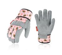 Vgo...Enfants 3-9 ans gants de jardinage,plaisirs extérieurs(KID-MF3561,XS) | rose,cuir synthétique doux,travaux de jardin enfants,respirant,préhension paume,facile à nettoyer,protection contre la saleté