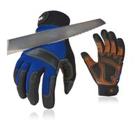 Vgo... Gants anti-coupure en HPPE, gants de travail en cuir de sécurité, gants de mécanicien, protection des mains, EN388 niveau C, ANSI niveau A3 (CA9777CT,10/XL,Bleu,1Paire)