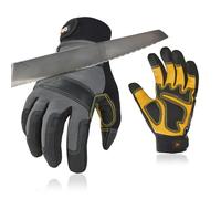 Vgo... Gants anti-coupure en HPPE, gants de travail en cuir de sécurité, gants de mécanicien, protection des mains, EN388 niveau C, ANSI niveau A3 (CA9777CT,8/M,Gris,1Paire)