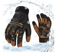 Vgo... Gants de travail de sécurité hiver,étanches,entrepôt frigorifique ou congélateur, w/3M Thinsulate doublure, anti impact, anti vibration, 20℃/-4°F (GA8954FW,Marron,S,1Paire)