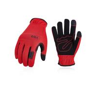 Vgo... Gants de Travail de Sécurité Légers, pour Constructeur, Mécanicien, Gants de Jardinage (NB7581,Rouge,S,1 paire)