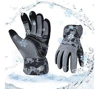 Vgo... Gants de travail d'hiver en cuir de vache, imperméables, 0°C / 32°f, pour chambre froide ou réfrigérée avec doublure isolante mince 3M (CA9790FLWP,Gris,M,1Paire)