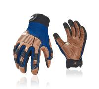 Vgo... Gants de Travail en Cuir - Mécanicien, Sécurité, Hydrofuge, Anti-vibration, Résistant à l'Eau (CA7725IPWR, Bleu, 10/XL, 1 Paire)