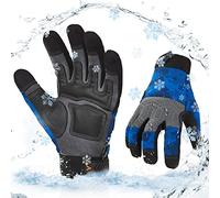 Vgo... Gants de travail hiver en cuir synthétique pour 0 ℃ / 32 ° F, imperméables, pour réfrigéré ou congelé, avec doublure isolante mince 3M (SL7716FLWP,Bleu,XL,1Paire)