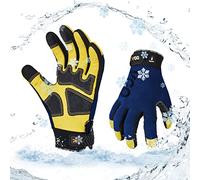 Vgo... Gants de travail sécurité d'hiver 0°C / 32°F, cuire de porc, imperméables, réfrigérés avec doublure isolante mince 3M (PA7726FLWP,Bleu,L1Paire)