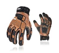 Vgo... Gants mécanicien en cuir homme anti-vibration et impact(CA7722IP,XL) | Marron,cuir de vachette déperlant,anti-vibration,très abrasif,écran tactile,industriel,automobile,heavy duty mécanicien