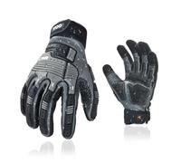 Vgo... Gants mécanicien en cuir homme anti-vibration et impact(CA7722WR,M) | Gris,cuir de vachette déperlant,anti-vibration,très abrasif,écran tactile,industriel,automobile,heavy duty mécanicien