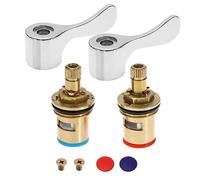 VGOL 1 paire 1/2" Lavabo Évier Robinet Tête de Levier Kit Conversion en Laiton Cartouche de Contrôle Hydraulique Vanne de Robinet pour Robinets de Cuisine Salle de Bain (Froid et Chaud) 20 dents