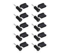 VGOL 10 Paires Type-C Bouchon Anti-poussière pour Smartphone Protection Contre Poussière pour Connecteur Type-C et Prise Jack 3.5 mm Noir