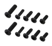VGOL 10 Pièces Télécommande de Clé de Voiture Tête Ronde Autotaraudeuse Vis de Fixation Croisée de Dent Adaptée Au Remplacement Du Boîtier de Clé Noir avec Cinq Tailles