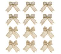 VGOL 12pcs Toile de Jute Nœud avec Dentelle Blanc et Perles Décoration 2 Styles pour Bricolage Artisanat Emballage Fête de Mariage Intérieur Extérieur Décor