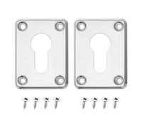 VGOL 2 Ensembles Réparation Écusson Clé Trou Couverture Remplacement Acier Inoxydable Carré Trou de Serrure Plaque Couverture Accessoires Maison pour Porte, Argent