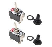 VGOL 2 Pièces Interrupteur à Bascule Double Pôle DPST on Off 53,2x33,5mm 10A 125VAC 6A 250VAC avec Capuchon Étanche en Métal Interrupteur à Bascule à 4 Broches de Borne pour Navires Automobiles