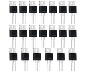 VGOL 20PCS Transistors NPN MJE3055T TO-220 10A 60V 75 W 29 x 9,7mm pour Commutation de Puissance Et Amplificateurs à Usage Général Interrupteur à Semi-conducteur NPN Noir